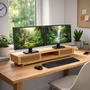 Relaxdays Monitoriaus stovėjas 3 skyreliai Bambukas