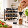 Relaxdays Prieskonių stovas su 24 indeliais, ant sienos ar stalo, 480 etikečių
