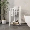Relaxdays Rankšluosčių laikiklis ir lentyna 81x60x28 cm balta ruda, metalas