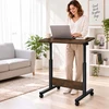Relaxdays Reguliuojamas nešiojamojo kompiuterio stalas ant ratukų, juoda-ruda, 67-90 cm