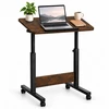 Relaxdays Reguliuojamas nešiojamojo kompiuterio stalas ant ratukų, juoda-ruda, 67-90 cm