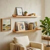 Relaxdays Siaura riešutmedžio sieninė lentyna