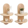 Relaxdays Sieninės lentynos, 2 vnt., boho stiliaus, medis