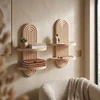 Relaxdays Sieninės lentynos, 2 vnt., boho stiliaus, medis
