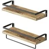 Relaxdays Sieninės lentynos 40x15 cm rudos, juodos, medinės, geležinės