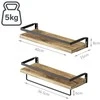 Relaxdays Sieninės lentynos 40x15 cm rudos, juodos, medinės, geležinės
