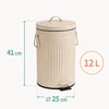 Relaxdays Šiukšliadėžė su pedalu, apvali, retro stiliaus, 12 l