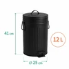 Relaxdays Šiukšliadėžė su pedalu, apvali, retro stiliaus, 12 l