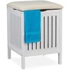 Relaxdays Skalbinių krepšys su sėdyne, 55x41x41 cm, balta