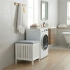 Relaxdays Skalbinių taburetė, riešutmedžio mediena, audinio sėdynė