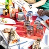 Lauko baldų komplektas Relaxdays Sulankstomas sodo baldų komplektas baltas