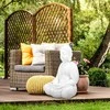 Relaxdays Sodo skulptūra, Sėdintis Buda, 70x45x30 cm, Balta