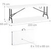 Relaxdays Sodo stalas, 75x220x68 cm, baltas
