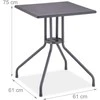 Relaxdays Sodo stalas, 75x61x61 cm, pilka