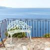 Relaxdays Sodo suoliukas su rožėmis baltai-žalias