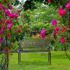 Relaxdays Metalinis sodo suoliukas juodai bronzinis