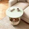 Relaxdays Šoninis staliukas, apvalus, kreminės spalvos