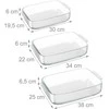 Relaxdays Stiklinis kepimo indų rinkinys, 6x30x19.5 cm, 6x34x22 cm, 6.5x38x25 cm, skaidrus