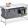 Relaxdays Stovyklavimo stalas 120x47x62 cm sidabrinis su laikymo vieta