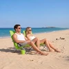 Relaxdays Sulankstoma paplūdimio kėdė su puodelio laikikliu