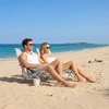 Relaxdays Sulankstoma paplūdimio kėdė, puodelio laikiklis