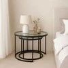 Relaxdays Sulankstomi kavos stalai, stiklas ir metalas, 45x70 cm ir 38x50 cm, juoda