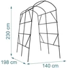 Relaxdays Trellis Arch 230x140x198 cm Juoda Žalia Metalas