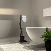 Relaxdays Juodas WC komplektas su tualetinio popieriaus laikikliu ir šepečiu