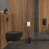 Relaxdays Bambuko ir nerūdijančio plieno WC rinkinys juodos spalvos