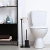 Relaxdays Juodas bambuko ir nerūdijančio plieno WC rinkinys