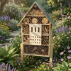 Relaxdays Vabzdžių viešbutis 77x38x10 cm Natūrali sidabrinė mediena Bambuko metalinis stogas