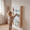 Relaxdays Vaikiška sieninė knygų lentyna su audinio kišenėmis