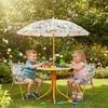 Relaxdays Vaikiškų stovyklavimo baldų komplektas 49,5x49,5 cm stalas, skėtis, daugių spalvų, sulankstomas