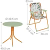 Relaxdays Vaikiškų stovyklavimo baldų komplektas 49,5x49,5 cm stalas, skėtis, daugių spalvų, sulankstomas