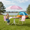 Relaxdays Vaikiškų stovyklavimo baldų komplektas 49,5x49,5 cm stalas reguliuojamas skėtis