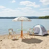 Relaxdays Vaikiškų stovyklavimo baldų komplektas 49,5x49,5 cm stalas, skėtis, daugių spalvų, sulankstomas
