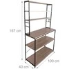 Relaxdays Virtuvinė lentyna, 167x100x40 cm, šviesiai ruda/juoda, metalas ir MDF