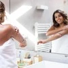 Relaxdays Vonios aksesuarų rinkinys, bambukas ir keramika, balta