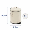 Relaxdays Vonios šiukšliadėžė su pedalu, apvali, retro stiliaus, 3 l