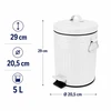 Relaxdays Vonios šiukšliadėžė su pedalu, apvali, retro stiliaus, 5 l