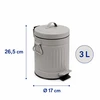 Relaxdays Vonios šiukšliadėžė su pedalu, apvali, retro stiliaus, 3 l