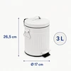 Relaxdays Vonios šiukšliadėžė su pedalu, apvali, retro stiliaus, 3 l