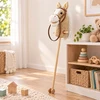 Relaxdays Žaislinis arkliukas su garsais, pliušine galva ir medinėmis rankenomis, apie 95 cm