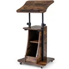 Šaldiklis Promotions Podium stovėjimo aukščio reguliuojamas nešiojamojo kompiuterio vežimėlis 54,6x39,4x69-120,7 cm rudas su saugojimo vieta
