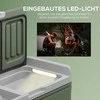 Outsunny 33 litrų kompresorinis šaldytuvas, elektrinis šaldytuvas su LED, ratukais, vėsinimo funkcija, tylus šaldiklis, termo dėžė, mini šaldytuvas 12/230 V, skirtas automobiliui, rozetei, sunkvežimiui, stovyklavimui, laivui, žalias