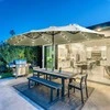 Outsunny Dvigubas sodo skėtis su LED apšvietimu 4,5 m - šviesiai pilkas