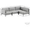 Sofa Sitsit Lauko moduliniai baldai, "Dandy 3 + Single Module", 156x234x78 cm, pilka spalva