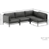 Sofa Sitsit Lauko moduliniai baldai, DANDY 3 + vienas modulis, 156x234 cm, tamsiai pilka spalva