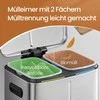 SONGMICS šiukšlių dėžė 2 x 20 l, šiukšlių rūšiavimo sistema su 2 skyrius, metalinė šiukšlių dėžė