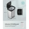 Songmics Virtuvės 50 litrų metalinė šiukšliadėžė su dangčiu sidabriškai juoda